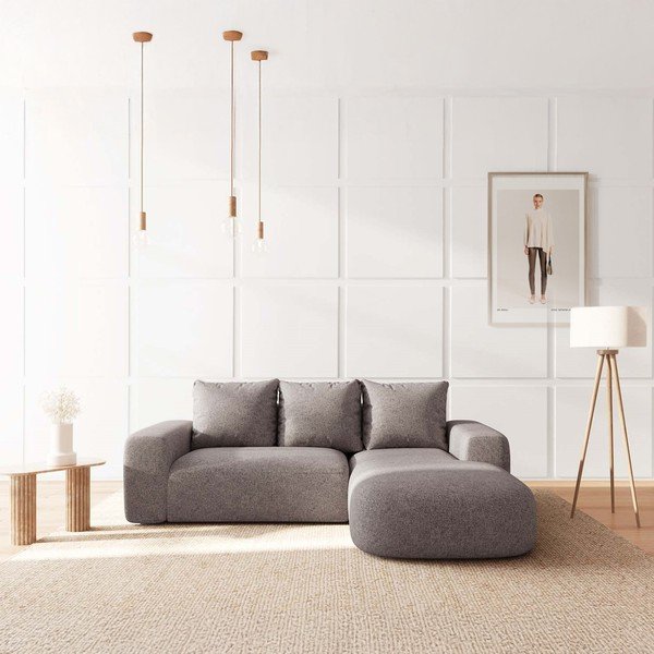 Pelēks stūra dīvāns (ar labo stūri/ar zvilni) Monce – Rodier-image-1