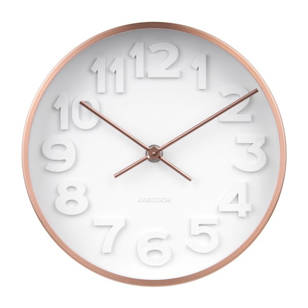Sienas pulkstenis ar vara krāsas detaļām Karlsson Stout, ⌀ 22 cm