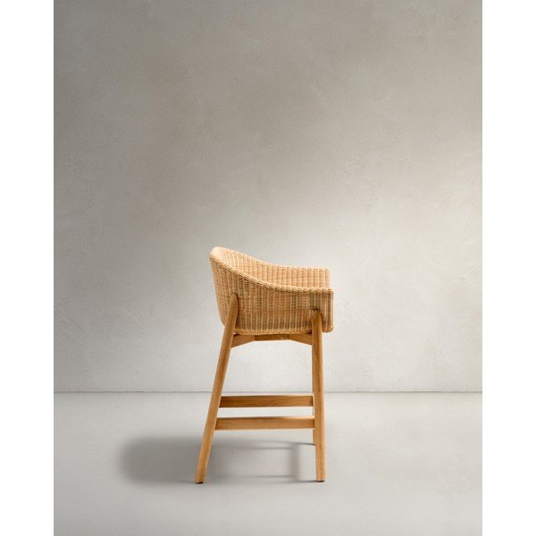 Dabīga toņa polsterēts/rotangpalmas dārza bāra krēsls Galea – Kave Home-image-4
