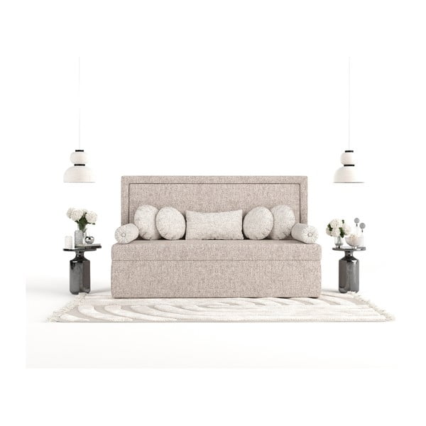 Gaiši brūna polsterēta vienvietīga gulta 90x200 cm Scala – Maison de Rêve-image-4