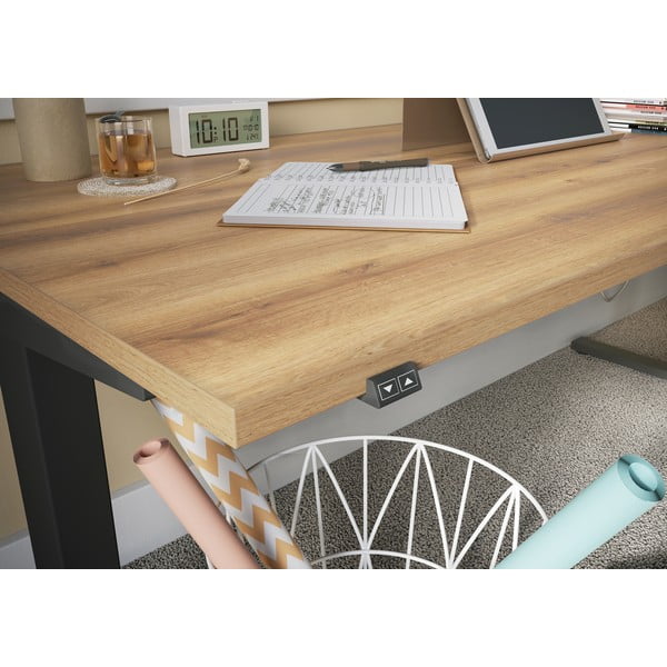 Darba galds ar elektriski regulējamu augstumu ar ozolkoka imitācijas galda virsmu 80x180 cm Lissabon – Germania-image-3