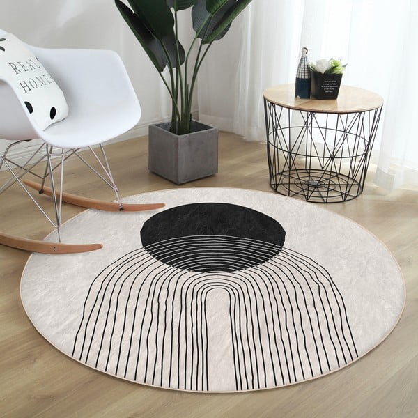 Krēmkrāsas mazgājams apaļš paklājs ø 100 cm Comfort – Mila Home-image-3