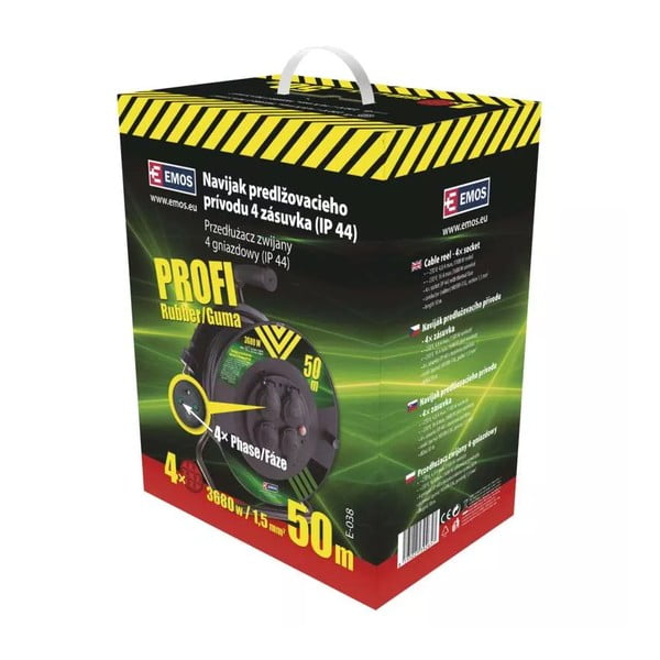 Melns pagarinātājs uz spoles ar 4 ligzdām 50 m – EMOS-image-1