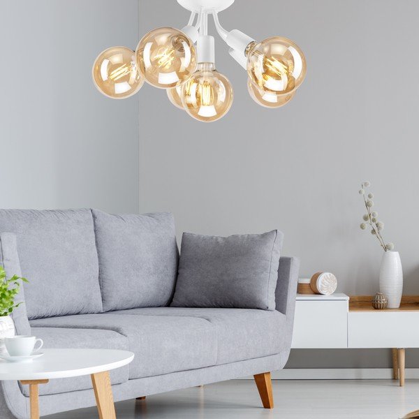 Balta griestu lampa bez abažūra Viggo – LAMKUR-image-1