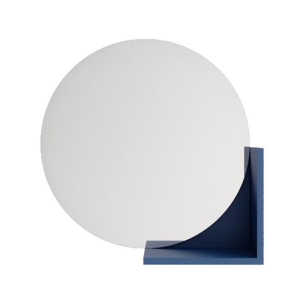 Sienas spogulis ar tumši zilu plauktu Skandica Lucija, ø 60 cm