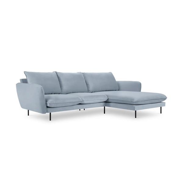 Gaiši zils samta stūra dīvāns (labais stūris) Vienna – Cosmopolitan Design