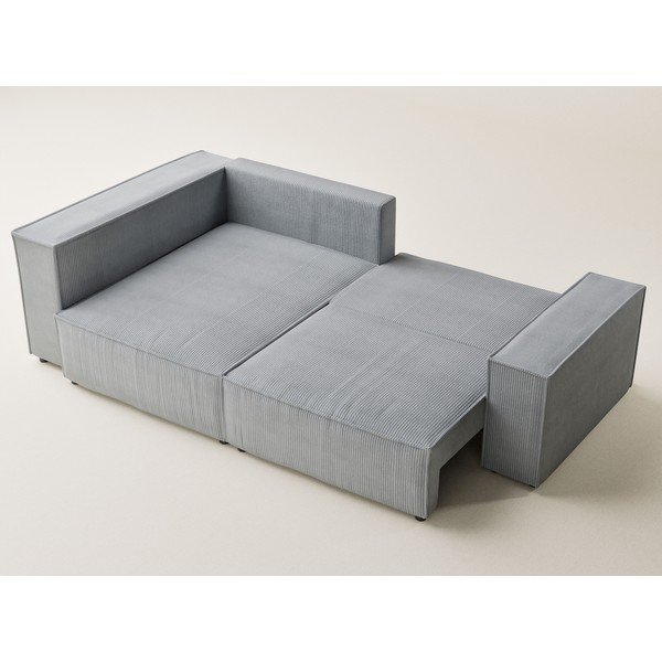 Pelēks velveta salokāms stūra dīvāns ar uzglabāšanas vietu (ar kreiso stūri/L veida) Tonga – Maison de Rêve-image-3