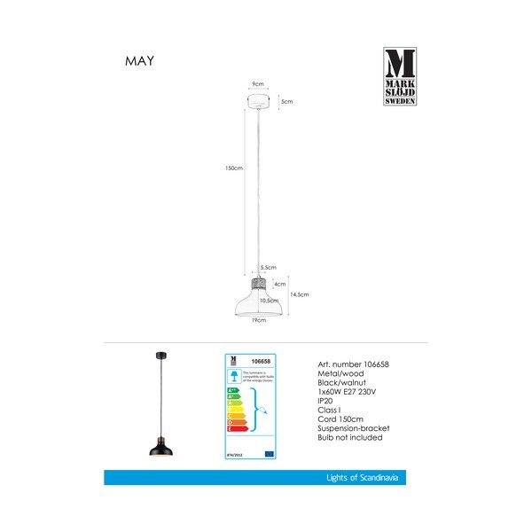 Melna griestu lampa Markslöjd May-image-1