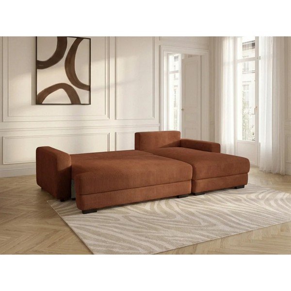 Oranžs velveta salokāms/ar uzglabāšanas vietu stūra dīvāns (ar labo stūri/ar zvilni) Campi – Bobochic Paris-image-3