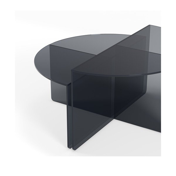 Pelēki stikla apaļi žurnālgaldiņi (2 gab.) ø 80 cm Velta – MOME-image-4