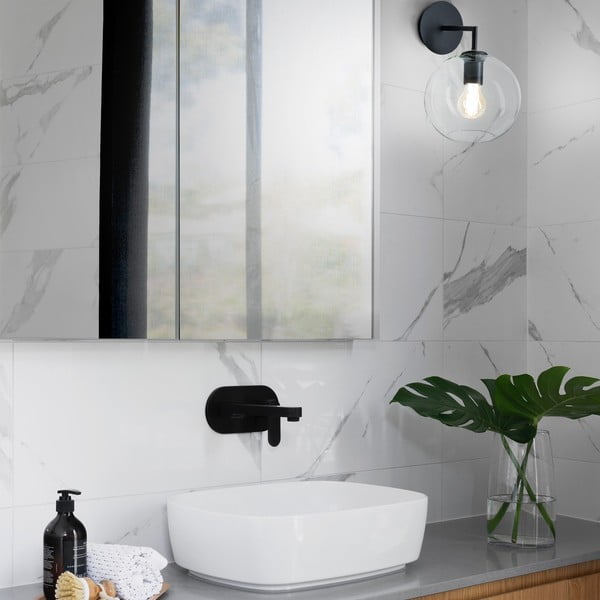 Melna sienas lampa SULION Bogard, ø 20 cm-image-2