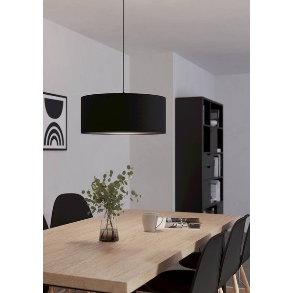 Melna piekaramā lampa ar auduma abažūru ø 53 cm MASERLO 1 – EGLO-image-1