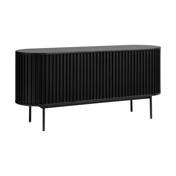 Melna zema kumode ar ozolkoka imitāciju ar bīdāmām durvīm 73x160 cm Siena – Unique Furniture-image-2