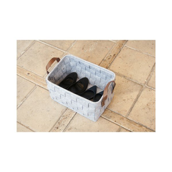 Gaiši pelēks uzglabāšanas grozs ar ādas rokturiem PT LIVING Storage, garums 38 cm-image-4