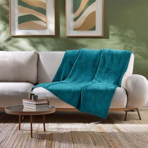 Zils pleds no mikroflaneļa 125x150 cm Flanou – douceur d'intérieur-image-2