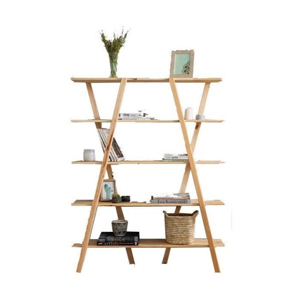 Dabīga toņa grāmatu plaukts no priedes koka 120x148 cm Perla – Kalune Design-image-2