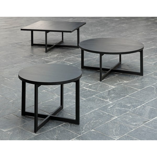 Melns ozolkoka kafijas galdiņš Canett Elliot, 100 x 100 cm-image-1