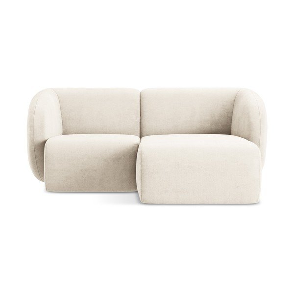 Bēšs stūra dīvāns no šenila auduma (ar labo stūri/ar zvilni) Lani – Makamii