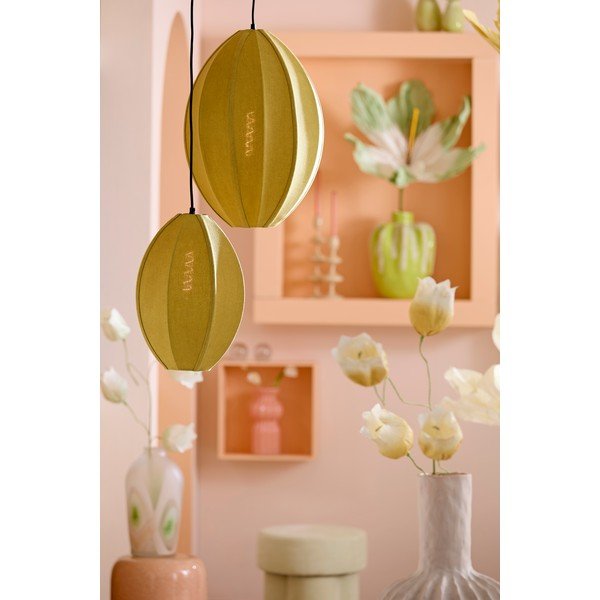 Zaļa piekaramā lampa ar auduma abažūru Milatos – Light & Living-image-1