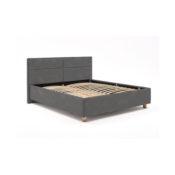 Gaiši pelēka divguļamā gulta ar režģi un uzglabāšanas vietu ProSpánek Grace, 160 x 200 cm-image-2