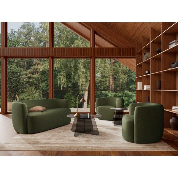 Pelēks stikla apaļš žurnālgaldiņš ø 80 cm Samos – Actona-image-1