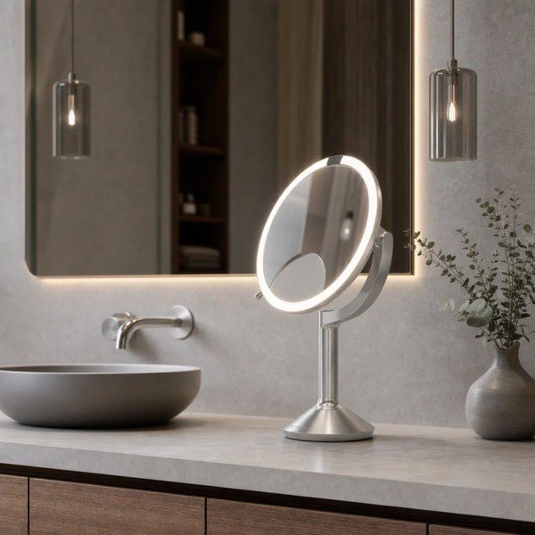 Kosmētikas spogulis ar gaismu/palielināmais (ar 5x palielinājumu/ar 10x palielinājumu) ø 20 cm Trio – simplehuman-image-3