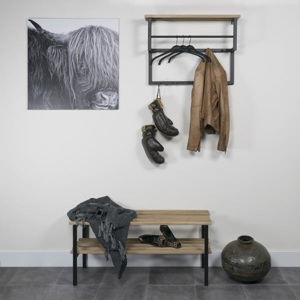 Melns/dabīga toņa metāla apavu plaukts 100x45x34 cm Rizzoli – Spinder Design-image-1