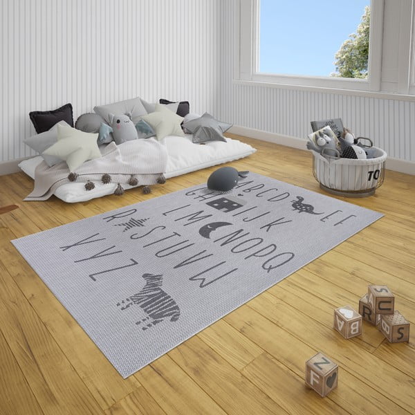 Pelēks paklājs bērniem Ragami Letters, 80 x 150 cm-image-3