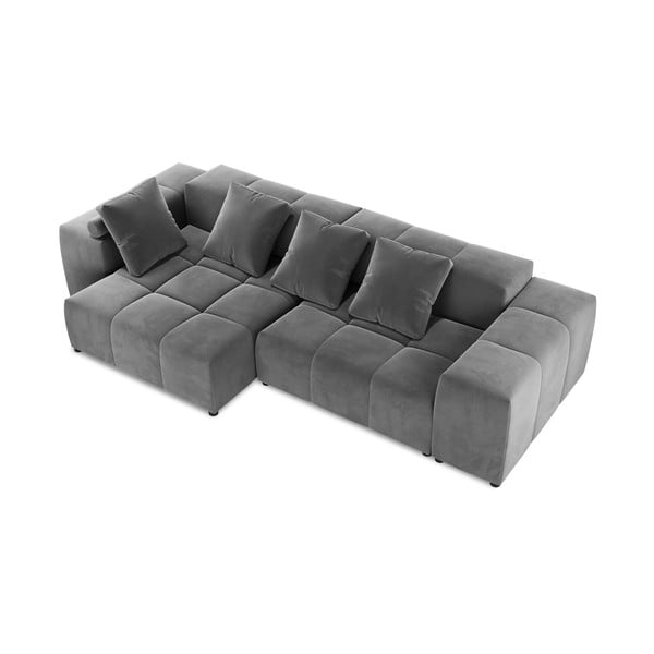 Pelēks samta stūra dīvāns (maināms stūris) Rome Velvet – Cosmopolitan Design -image-3