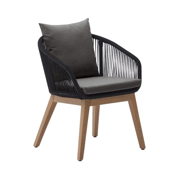 Melns masīvkoka dārza atpūtas krēsls Portalo – Kave Home
