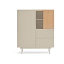 Bēša/dabīga toņa augsta kumode ar ozolkoka imitāciju 100x120 cm Otto – Teulat