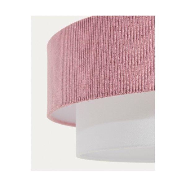 Balta/gaiši rozā bērnu lampa ar auduma abažūru Bianella – Kave Home-image-3