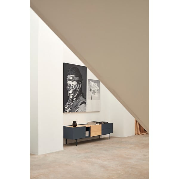 Antracīta pelēks/dabīga toņa TV galdiņš ar ozolkoka imitāciju 180x45 cm Otto – Teulat-image-1