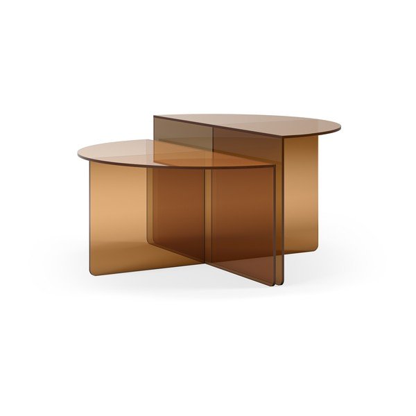 Brūni stikla apaļi žurnālgaldiņi (2 gab.) ø 80 cm Velta – MOME