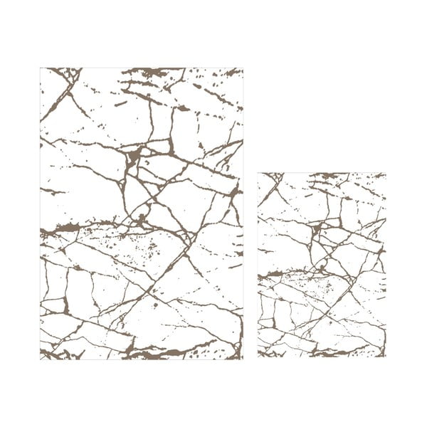 Balti/brūni vannas istabas paklājiņi (2 gab.) 60x100 cm Marble – Mila Home