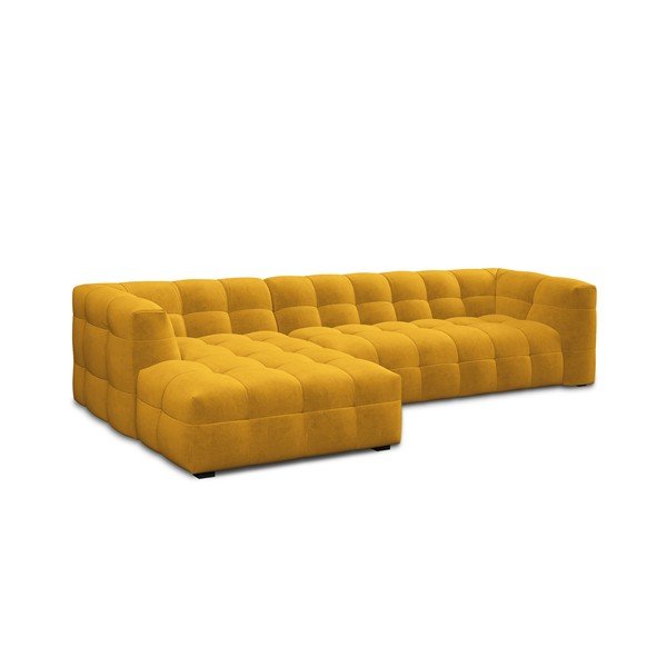 Dzeltens samta stūra dīvāns Windsor & Co Sofas Vesta, kreisais stūris-image-3