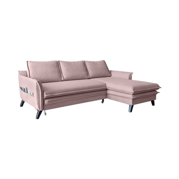 Pūdera rozā izlaižams stūra dīvāns Miuform Charming Charlie, labais stūris