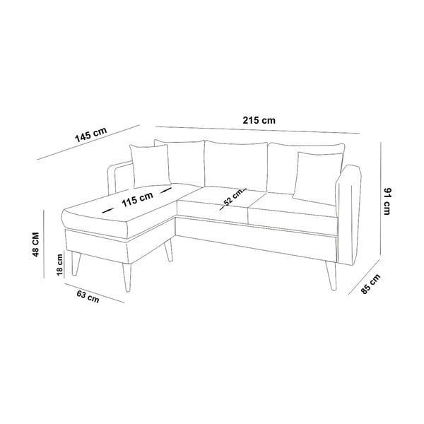 Pelēks stūra dīvāns (ar kreiso stūri) Sofia – Artie-image-3