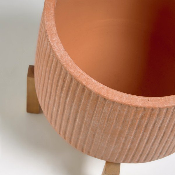 Terakotas pods uz koka pamatnes Kave Home Denpasar, ⌀ 33 cm-image-2