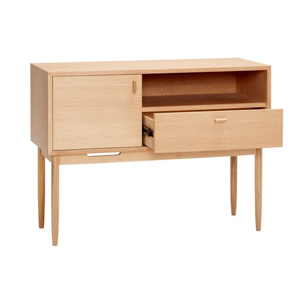 Dabīga toņa augsta kumode ar ozolkoka imitāciju 100x75 cm Cube – Hübsch-image-2