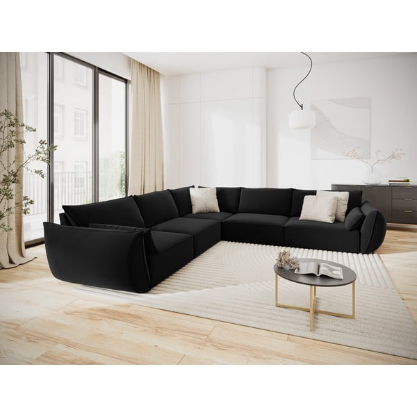 Melns samta stūra dīvāns Vanda – Mazzini Sofas-image-1