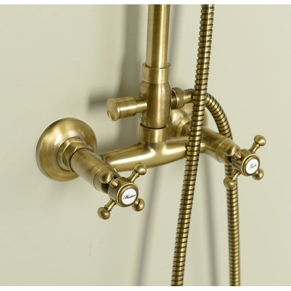 Bronzas krāsas misiņa dušas komplekts ar dušas galvu/ar rokas dušu 142 cm Antea – Sapho-image-1
