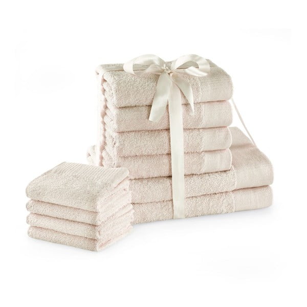 Krēmkrāsas frotē kokvilnas dvieļi komplektā (10 gab.) Amari – Restilo