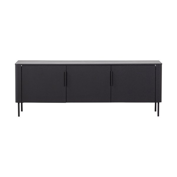 Matēti melns priedes masīvkoka TV galdiņš 154x56x44 cm Gunnar – WOOOD