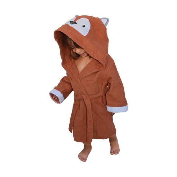 Oranžs kokvilnas halāts bērniem S izmērs Fox – Rocket Baby
