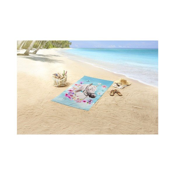 Pludmales dvielis ar apdruku Good Morning My Beauty, 150 x 75 cm-image-1