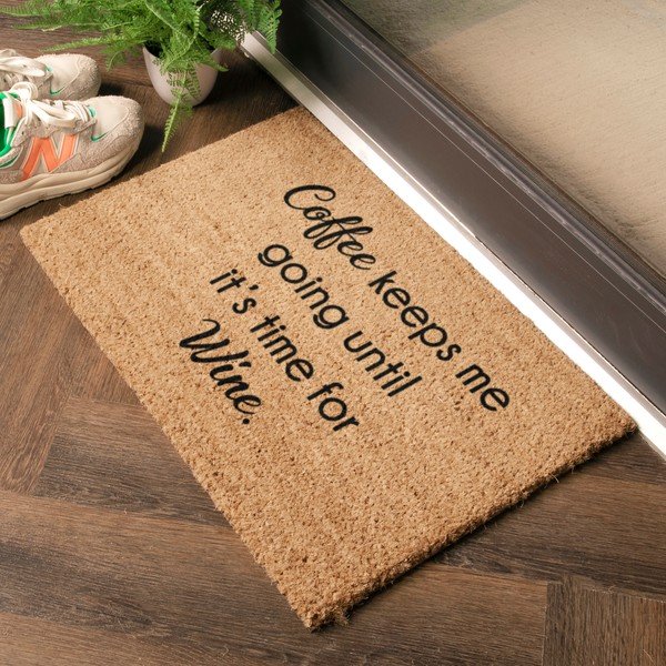 Kokosšķiedras kājslauķis 40x60 cm Coffee Keeps Me Going – Artsy Doormats-image-1
