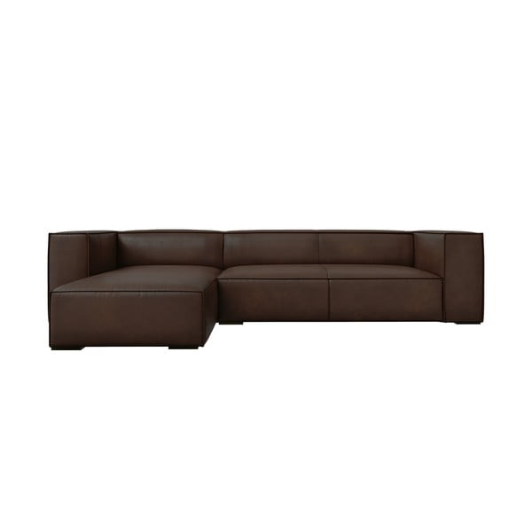 Tumši brūns ādas stūra dīvāns (kreisais stūris) Madame – Windsor & Co Sofas