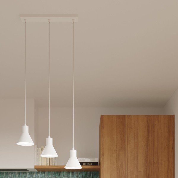 Balta piekaramā lampa ar metāla abažūru 45x14 cm Martina – Sollux-image-3
