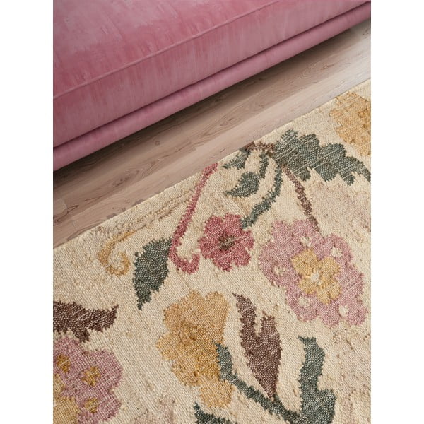Krēmkrāsas ar rokām darināts džutas celiņa paklājs 80x200 cm Roya Violette – Elle Decoration-image-4